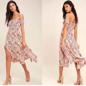 Lulus View from the Meadow Cream Floral Print
Off-the-Shoulder Dress Sz S
